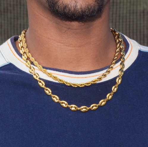 Collar Lotus Style acero inoxidable dorado hombre